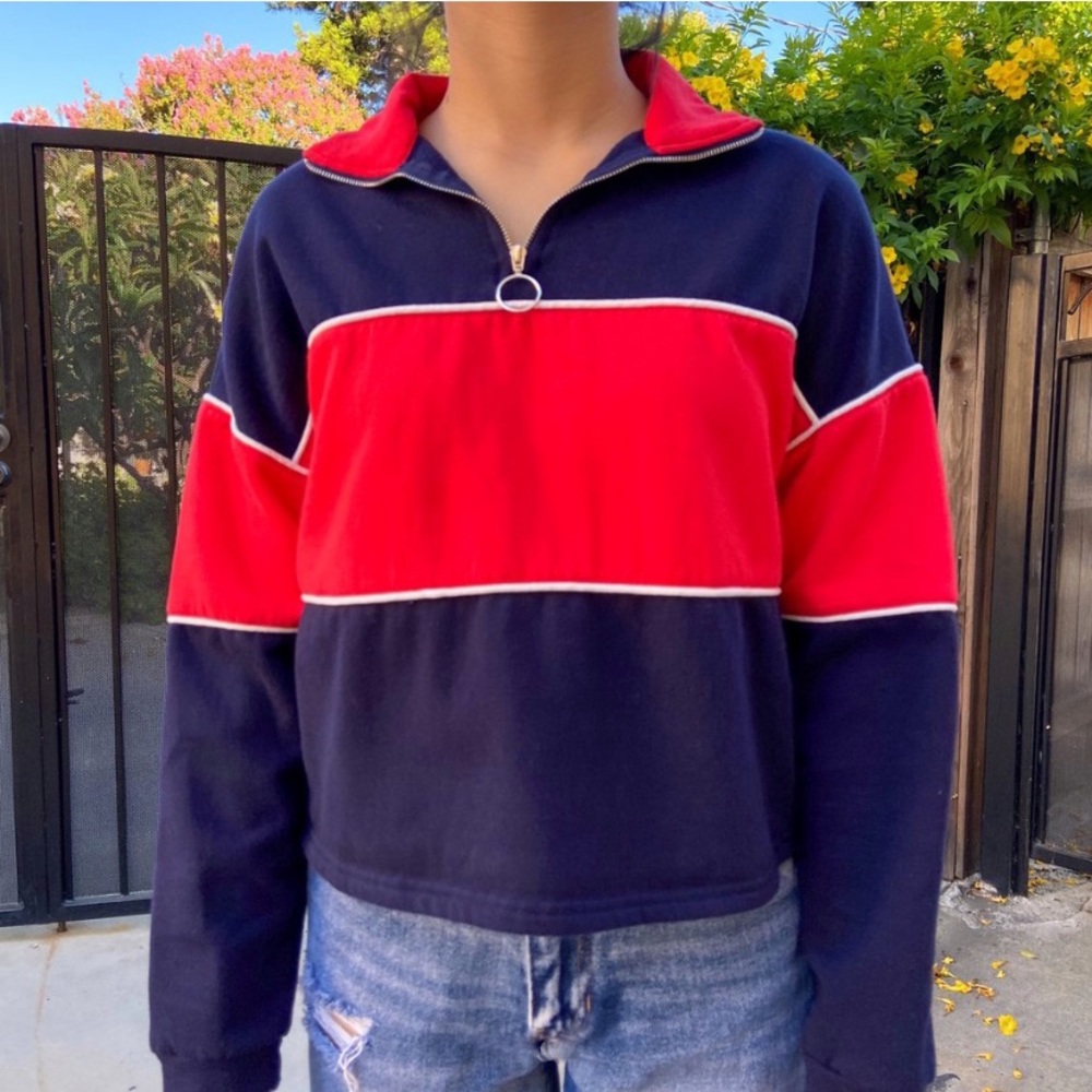 two toned o-ring quarter zip